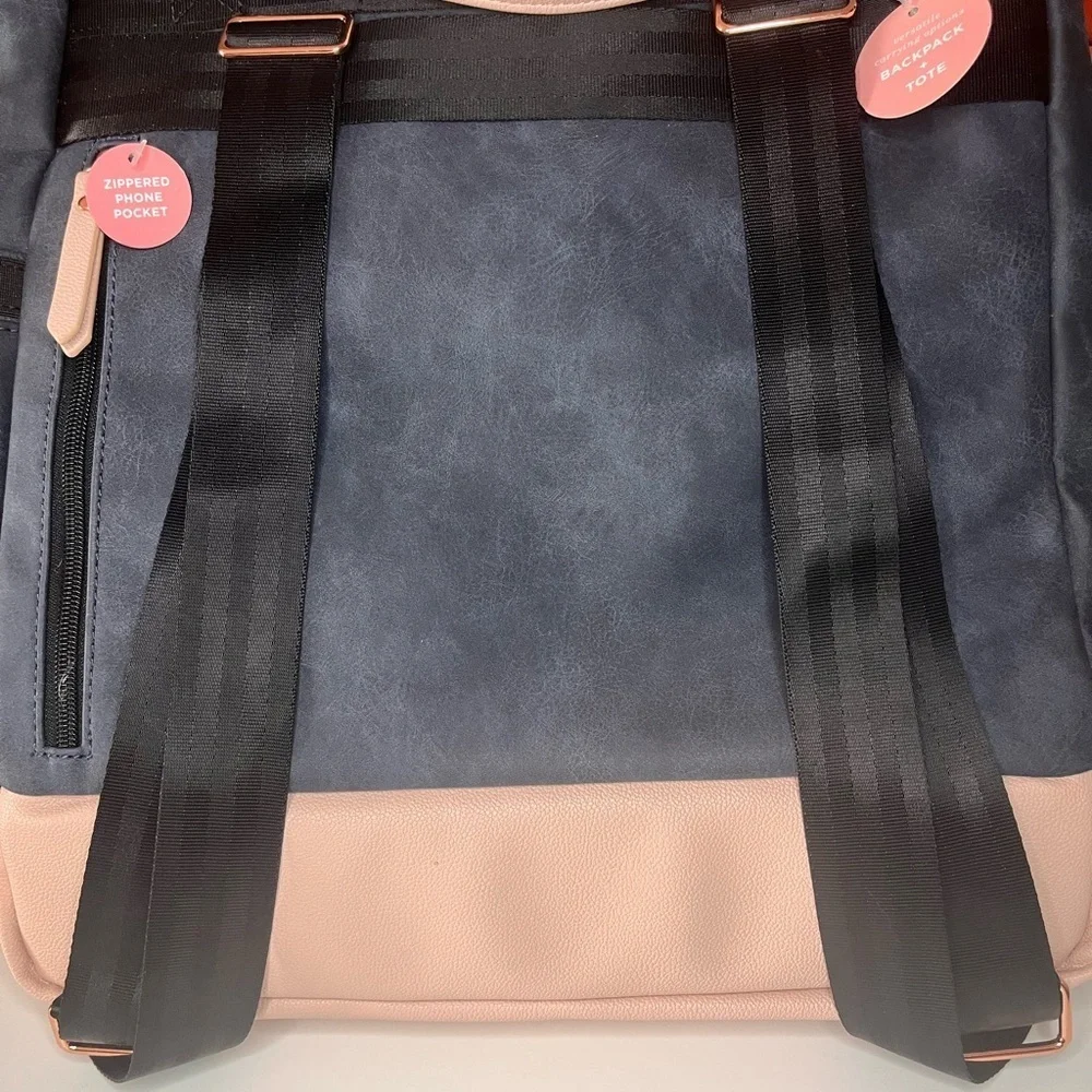 Petunia Pickle Bottom Pivot Pack Diaper Bag Navy & Blush Convertible Backpack NW